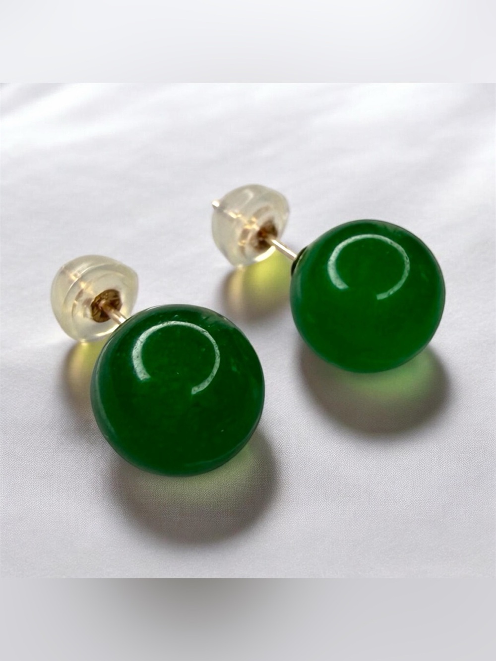 10k Real Gold Jade Green Earrings
